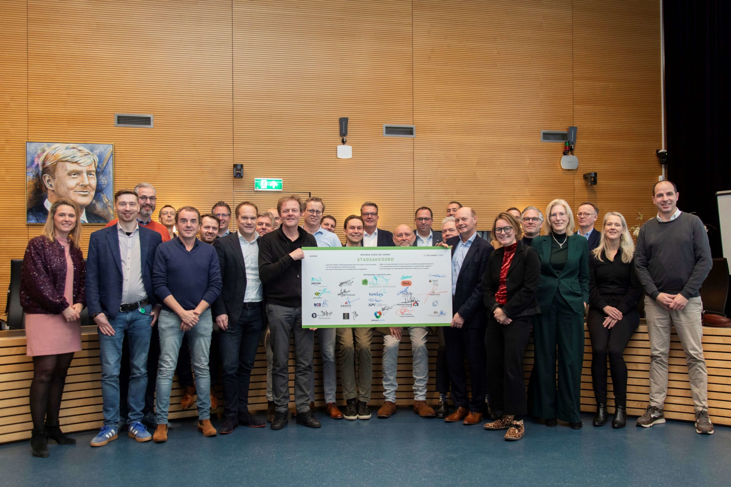 Groepsfoto ondertekening akkoord versnellen woningbouw